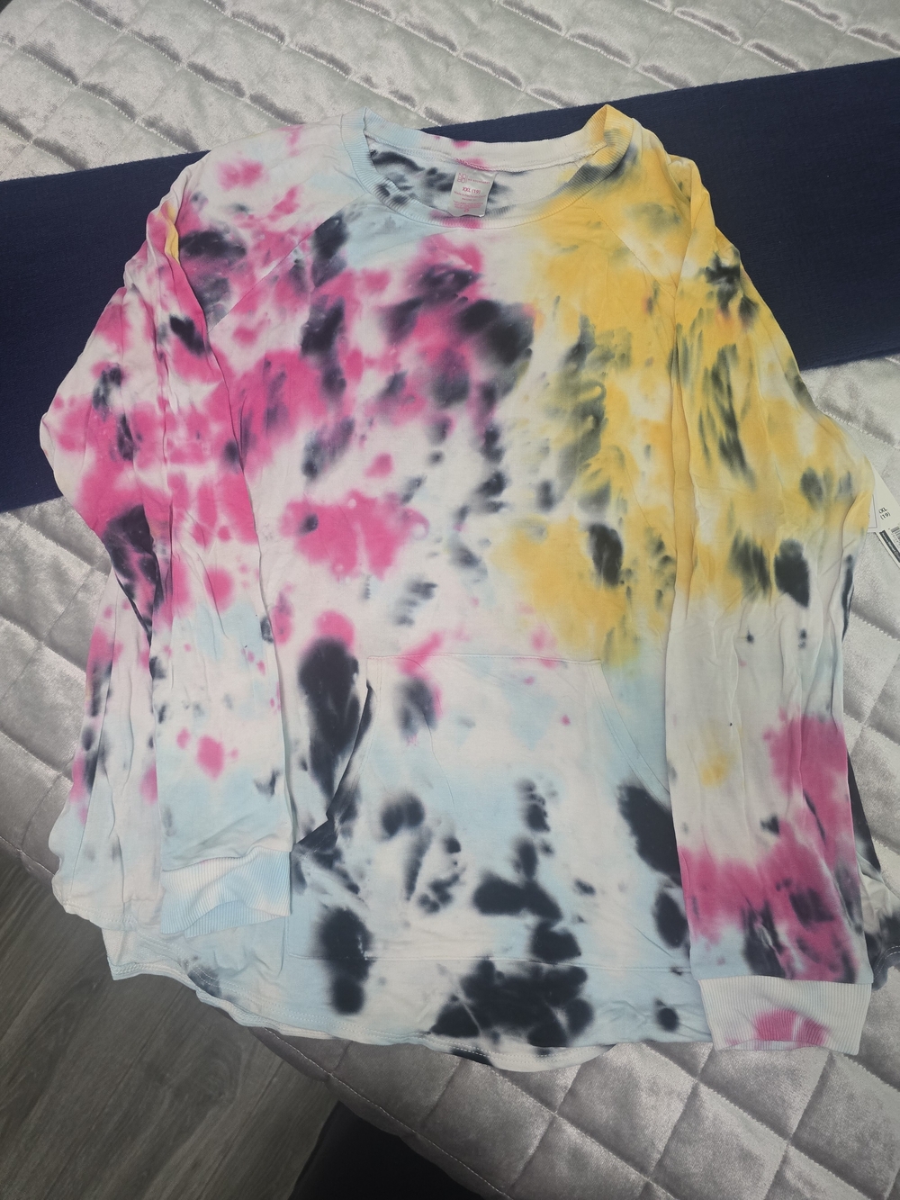 Women's Tie-Dye Long Sleeve Tee - Pink, Yellow & Black